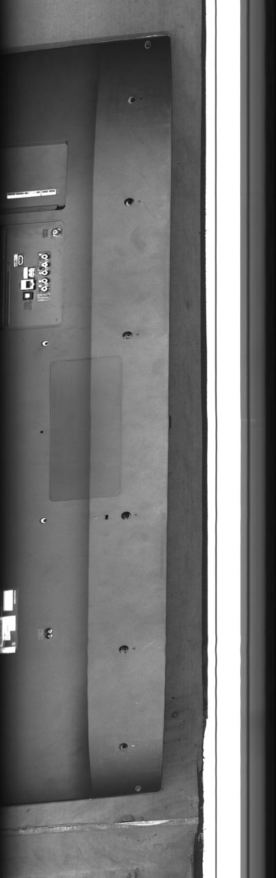 Gambar asli line scan camera back cover TV dengan baut nomor 3 dan 5 tidak terpasang (NG)